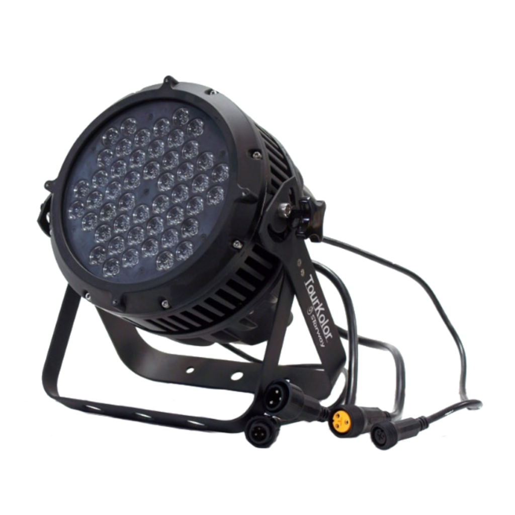Projecteur LED noir circulaire avec câbles de raccordement