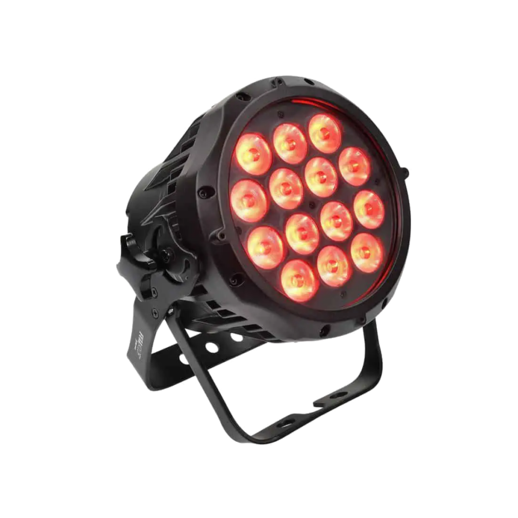 Projecteur LED noir circulaire à seize lentilles rouges
