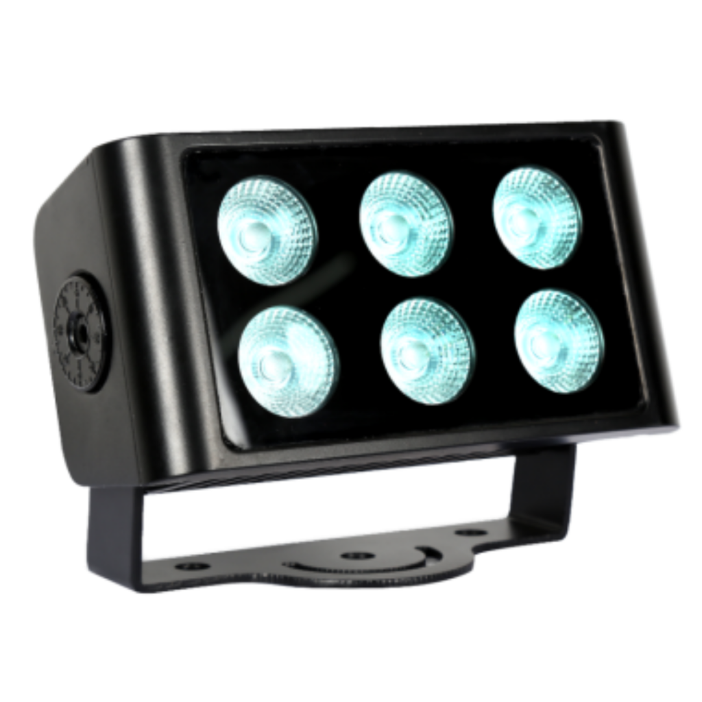 Projecteur LED noir rectangulaire à six lentilles