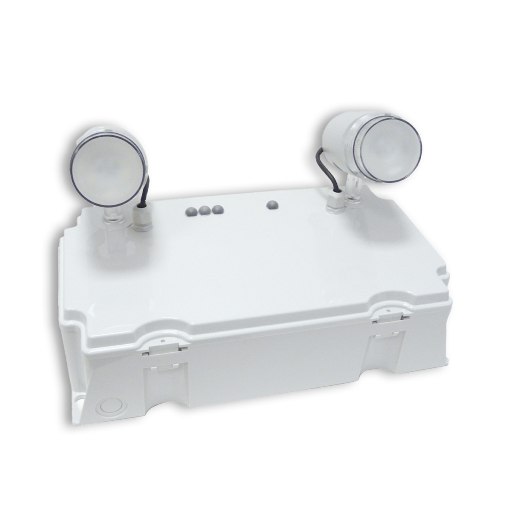 Coffret d’éclairage blanc avec deux projecteurs orientables