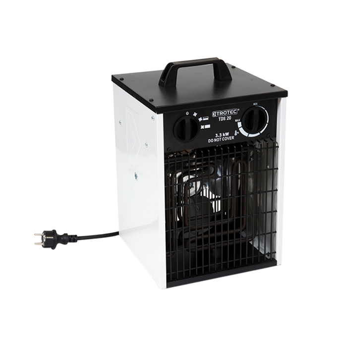 Aérotherme électrique Trotec TDS 20 blanc et noir 3,3kW avec cordon d'alimentation et fiche secteur