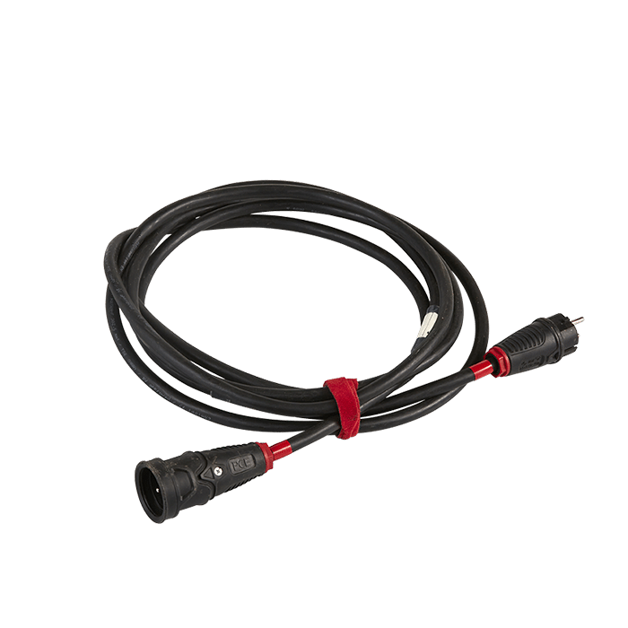 Câble électrique noir avec connecteurs professionnels pour distribution électrique