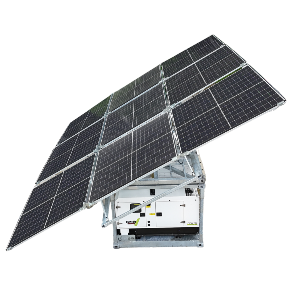 Solution hybride avec panneaux solaires photovoltaïques et groupe électrogène